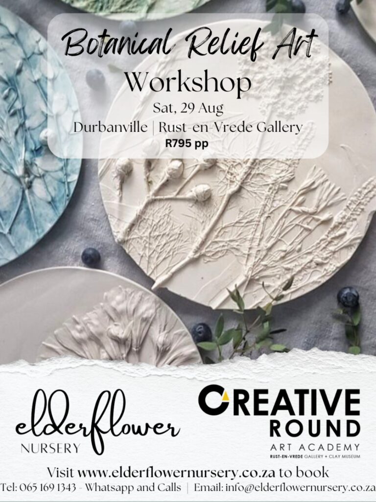 Elderflower 29 Aug - Creative Round Botanical Relief Art Workshop